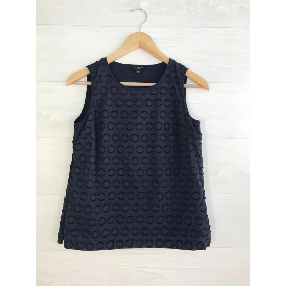 Talbots - Navy blue textured circle sleeveless blouse, 2P